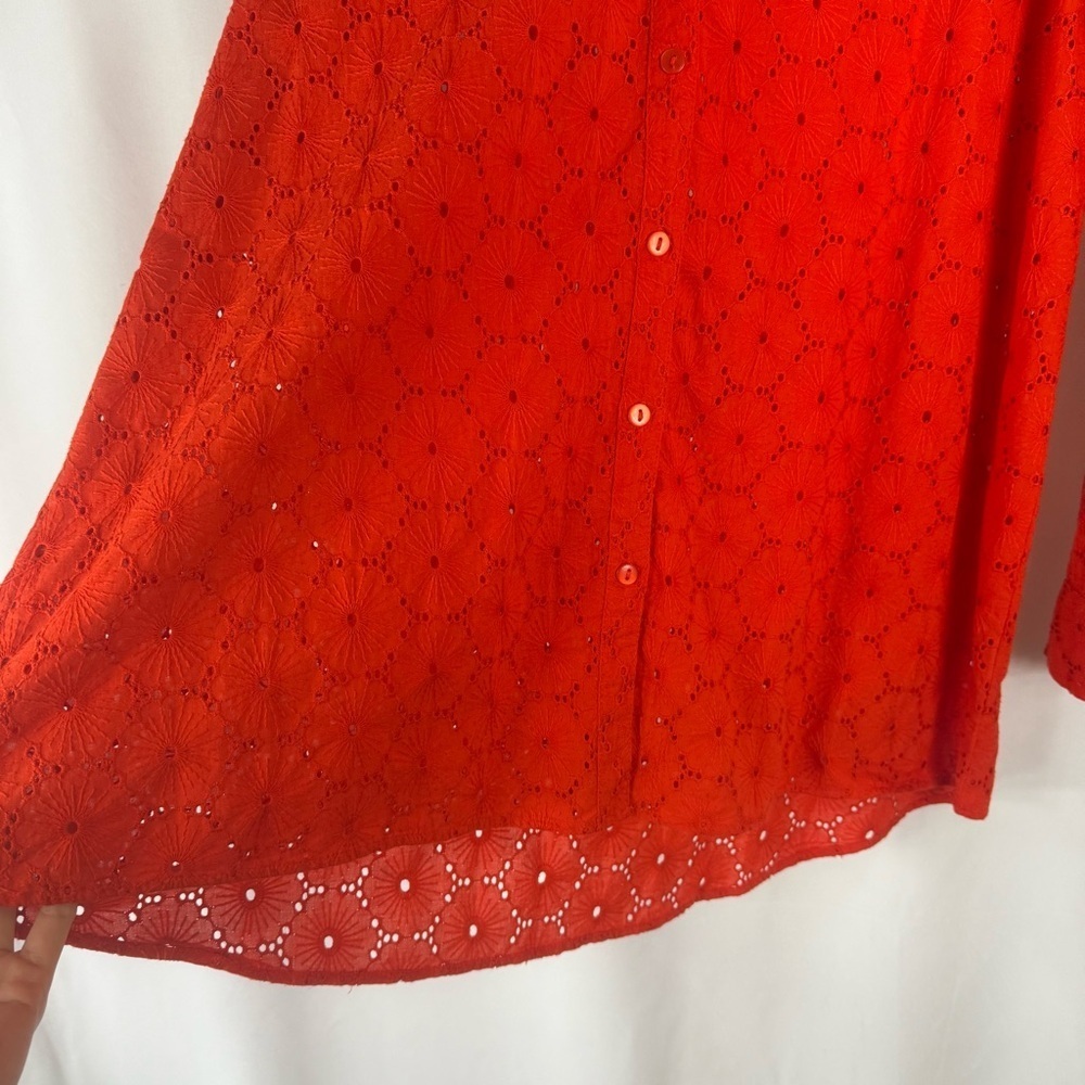 Artelier Nicole Miller | Tops 100% Cotton ArtelierEmbroidered Sz:L Orange - Picture 9 of 14